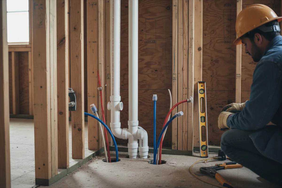 Drain and supply rough-in during Leak Detection in Eminence